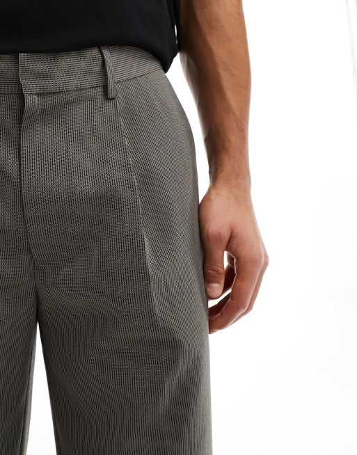 ASOS DESIGN smart straight leg trousers in brown microtexture, 2 of 5