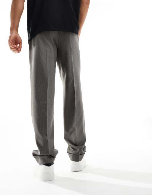 ASOS DESIGN smart straight leg trousers in brown microtexture, 4 of 5