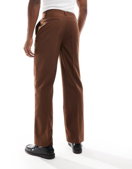 ASOS DESIGN smart straight leg pants in brown