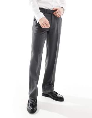 ASOS DESIGN ASOS DESIGN smart straight leg trousers in charcoal-Grey