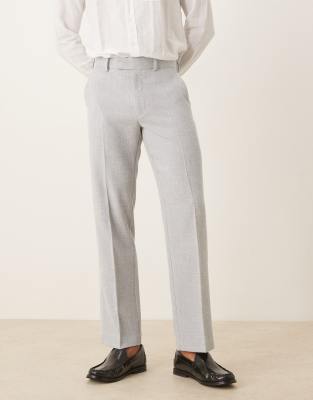 asos ASOS DESIGN smart straight leg trousers in dusty blue texture