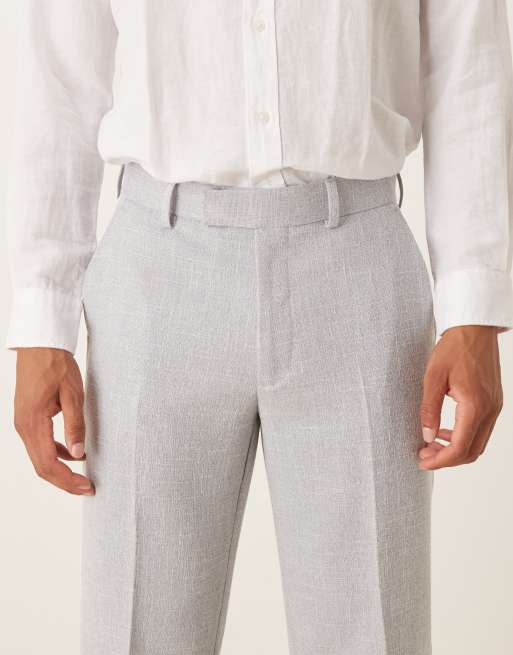 ASOS DESIGN smart straight leg trousers in dusty blue texture, 4 of 5