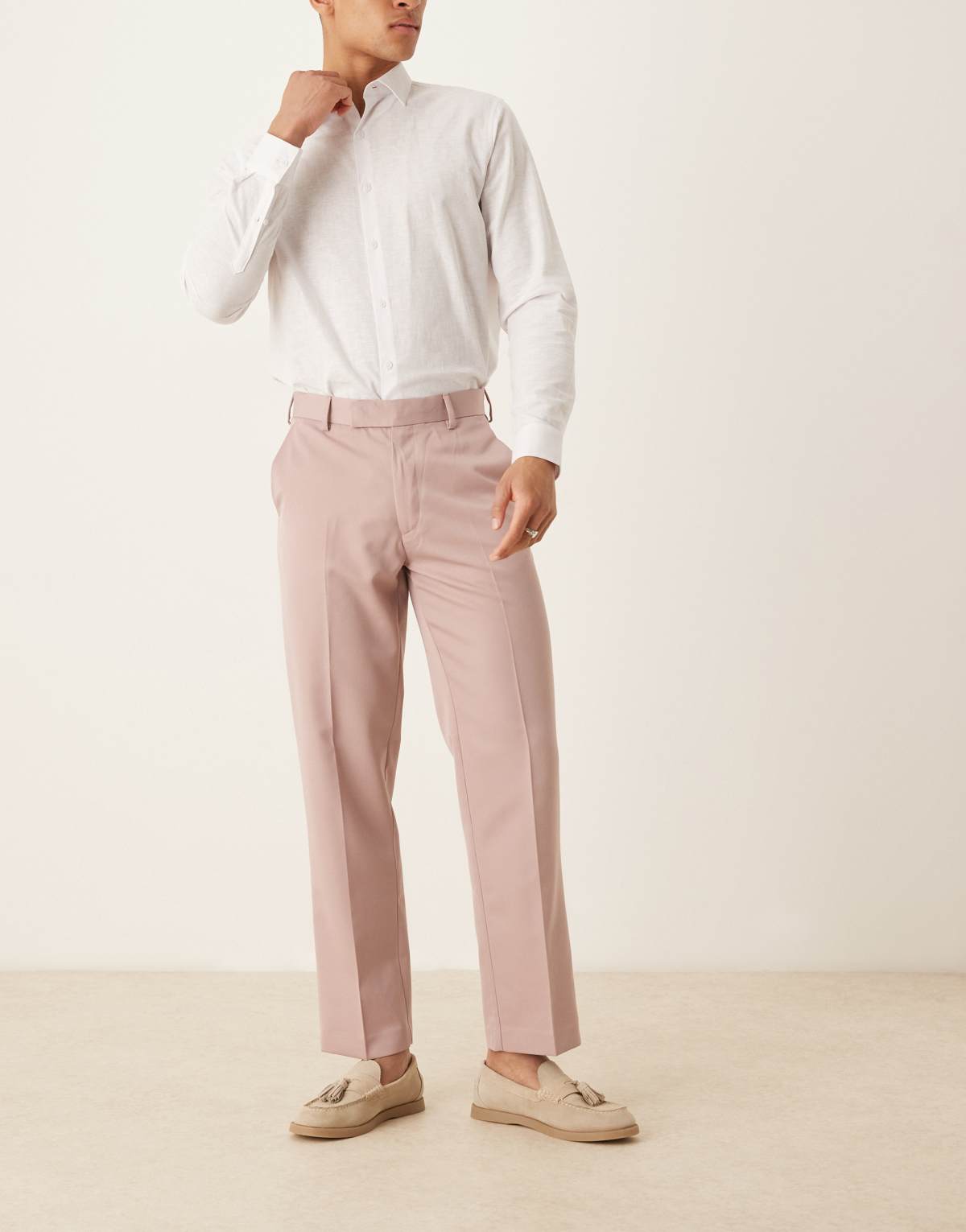 ASOS DESIGN smart straight leg trousers in dusty pink