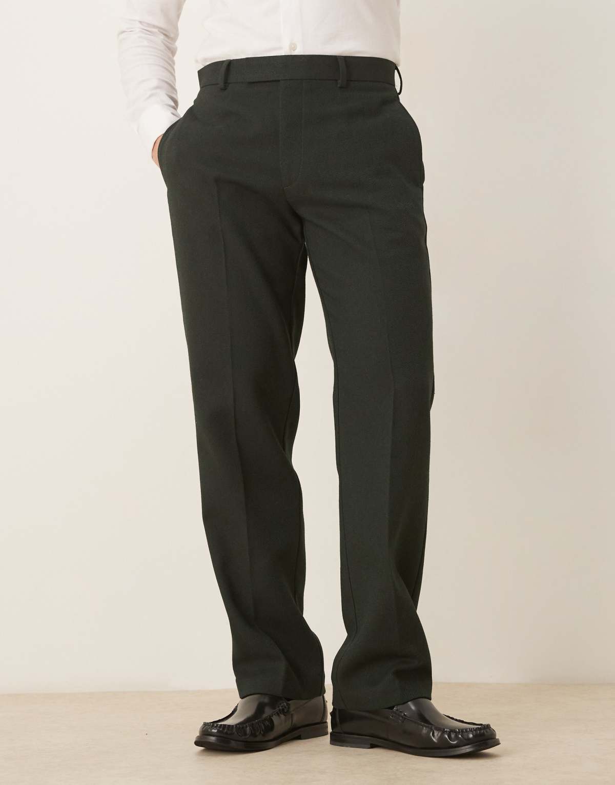 ASOS DESIGN smart straight leg trousers in grey with wool twill