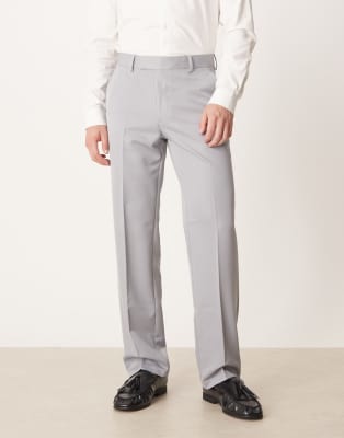 asos ASOS DESIGN smart straight leg trousers in grey