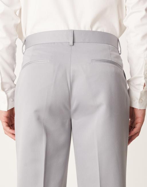 ASOS DESIGN smart straight leg trousers in grey, 4 of 5