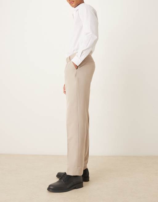ASOS DESIGN smart straight leg trousers in stone, 3 of 5