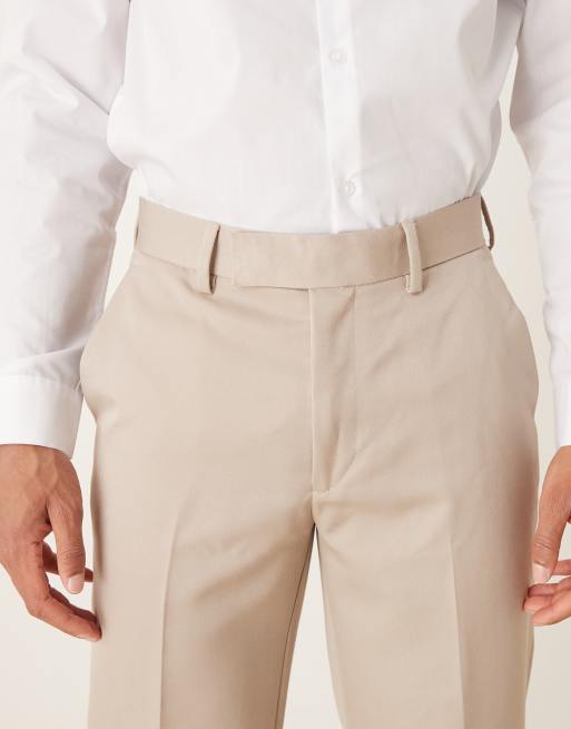 ASOS DESIGN smart straight leg trousers in stone, 4 of 5