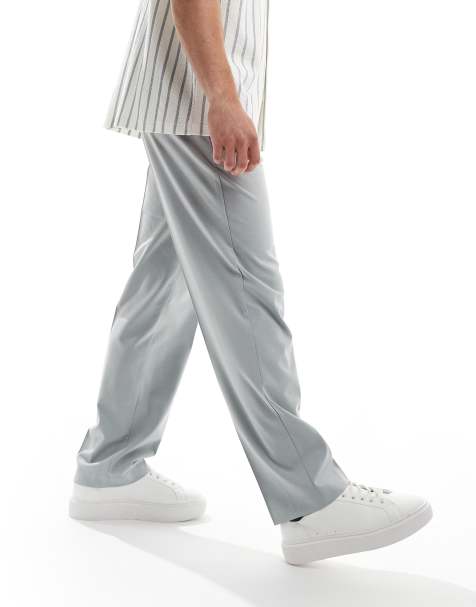 ASOS DESIGN smart straight leg wedding trousers in light grey - view 1