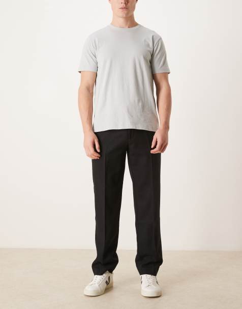 ASOS DESIGN smart straight leg wool blend pants in black with coin pocket - view 1