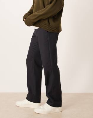 Asos Design Smart Straight Leg Wool Blend Pants In Blue