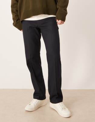 Asos Design Smart Straight Leg Wool Blend Pants In Blue