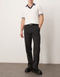 [ASOS DESIGN] ASOS DESIGN smart straight leg wool mix pants in grey check W32 L30 GREY
