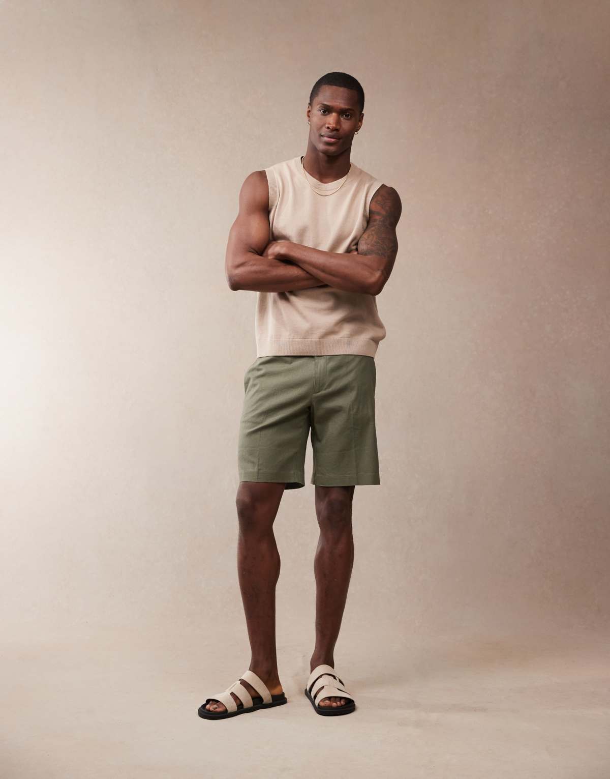 ASOS DESIGN smart straight linen blend shorts in green