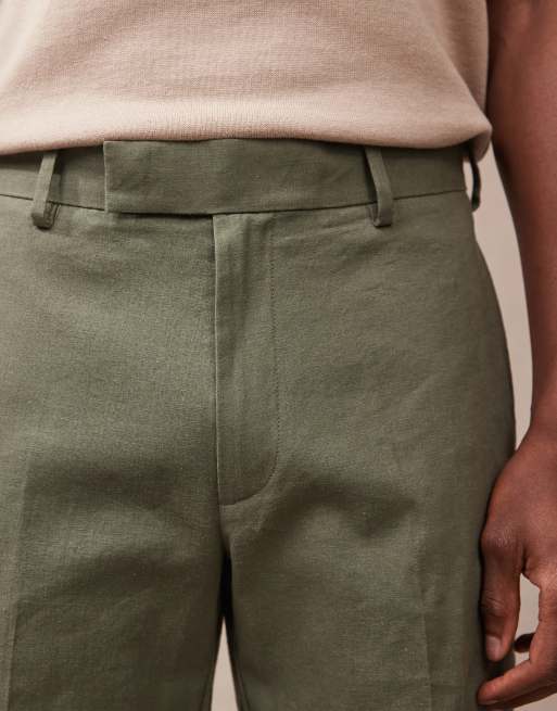 ASOS DESIGN smart straight linen blend shorts in green, 4 of 5