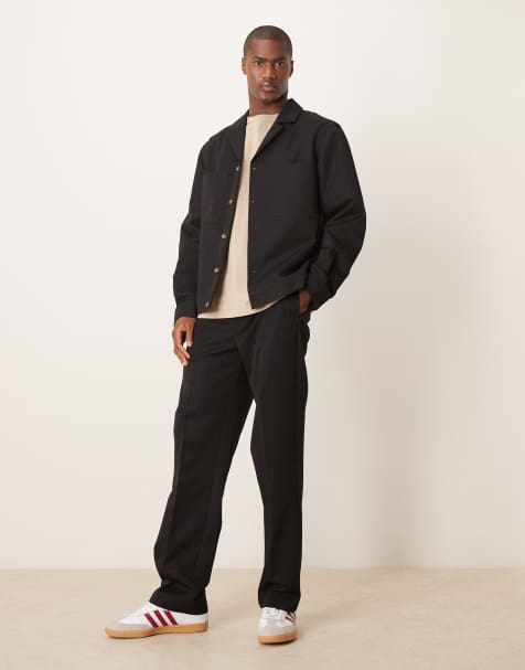 ASOS DESIGN smart straight pants in black with elasticated waist (part of a set) - view 1