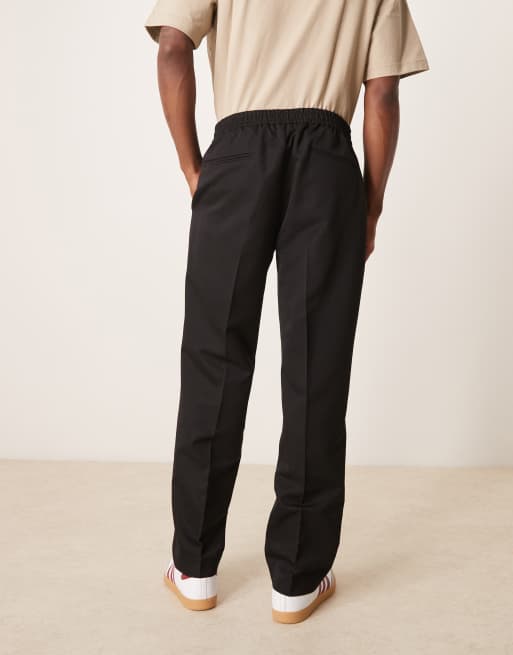 ASOS DESIGN smart straight pants in black with elasticated waist - part of a set, 4 of 5