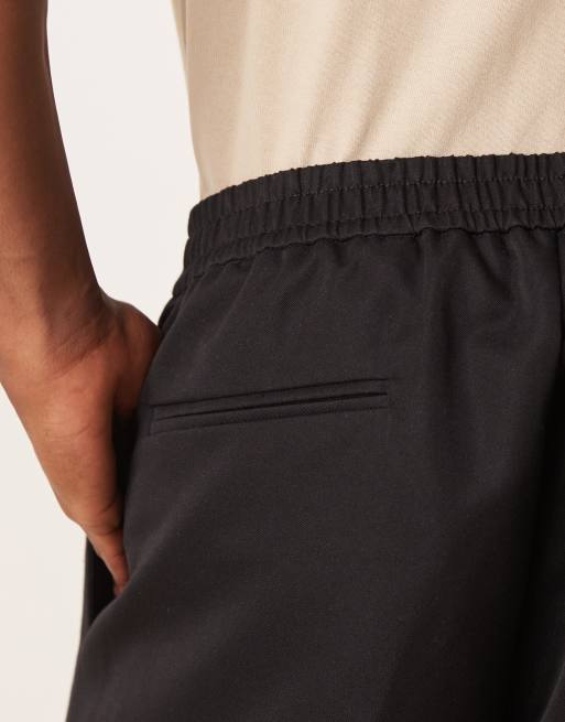 ASOS DESIGN smart straight pants in black with elasticated waist - part of a set, 5 of 5