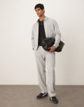 [ASOS DESIGN] ASOS DESIGN smart straight pants in grey micro check with elasticated waist (part of a set) XL Grey check