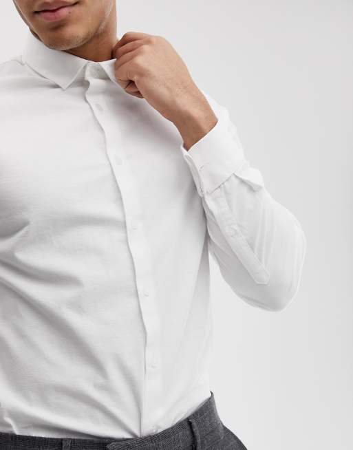 ASOS DESIGN formal skinny fit oxford shirt with double cuff in