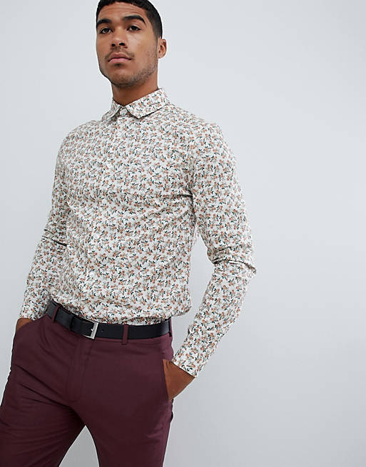 ASOS DESIGN smart stretch slim floral ditsy work shirt