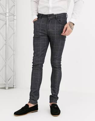 grey check jeans