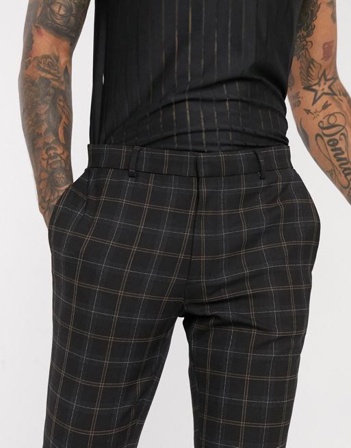 ASOS DESIGN smart super skinny trousers in black check