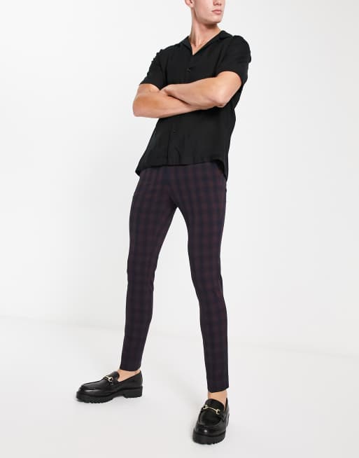 ASOS DESIGN smart super skinny trousers in black check