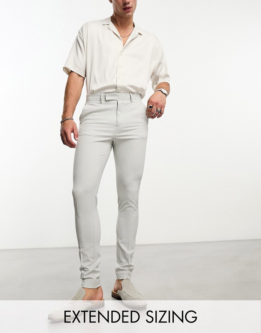 Asos Design Smart Super Skinny Pants In Gray Pin Stripe
