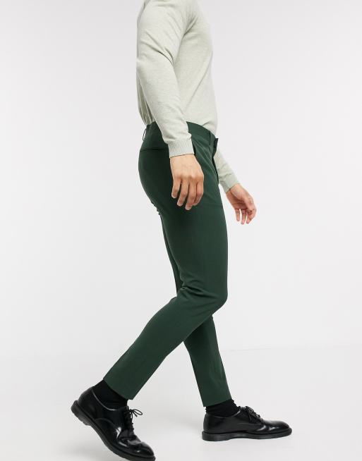 ASOS DESIGN smart super skinny pants in green