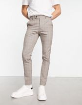 Asos Design Tapered Smart Pants In Textured Camel With Turn Up-neutral |  ModeSens