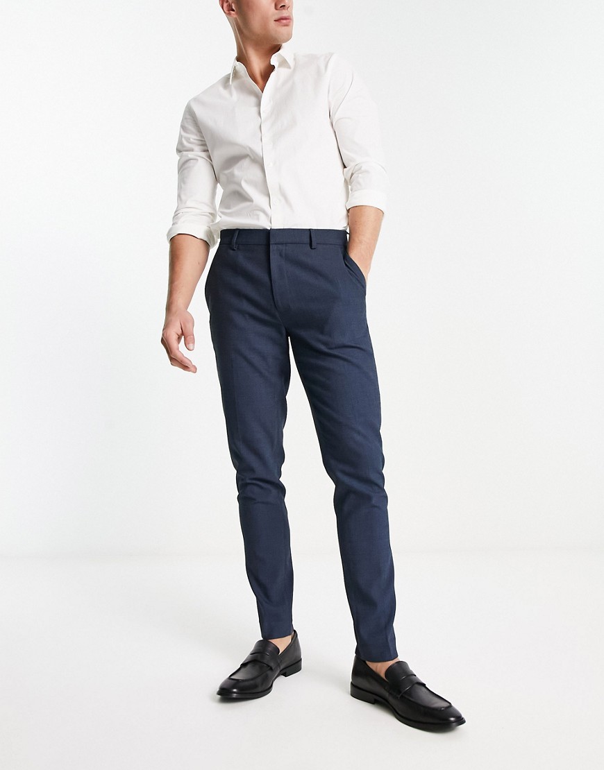 Asos Design Smart Super Skinny Pants With Pin Dot Texture In Navy