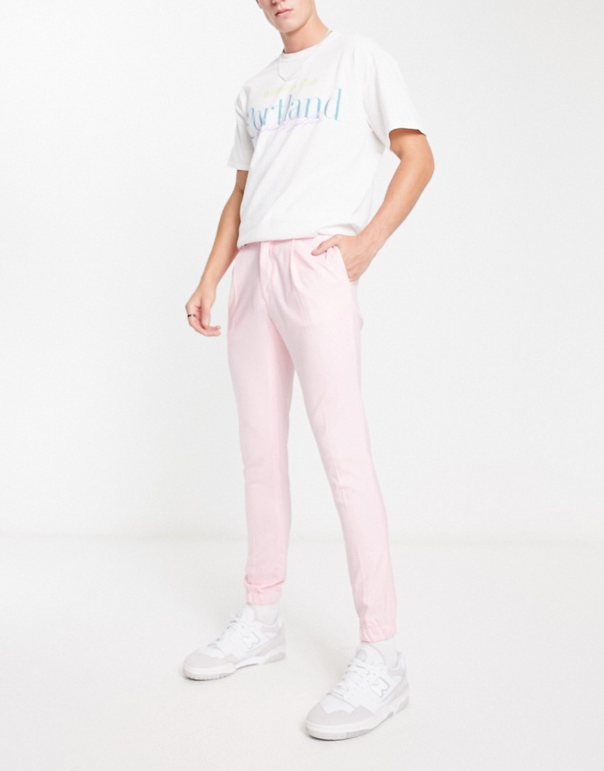 ASOS DESIGN smart super skinny sweatpants in pink