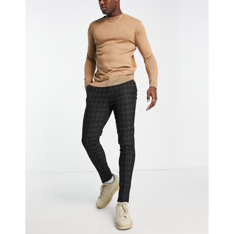 Mens tight hot sale checkered trousers