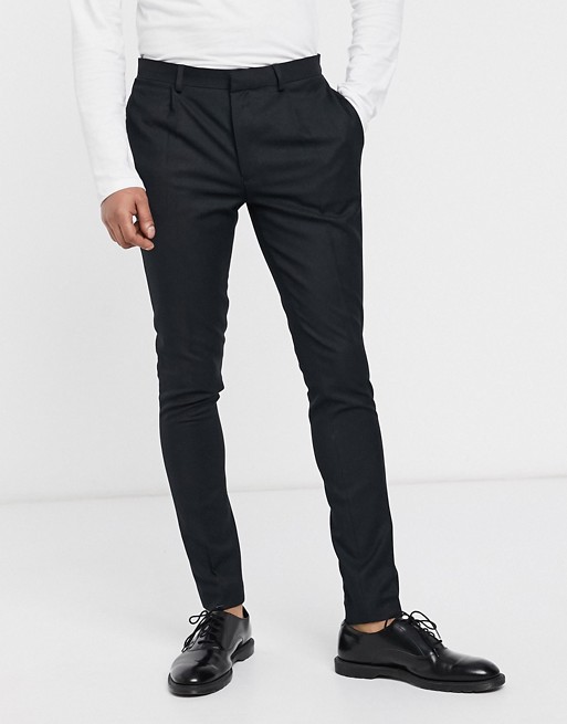 ASOS DESIGN smart super skinny trousers in black