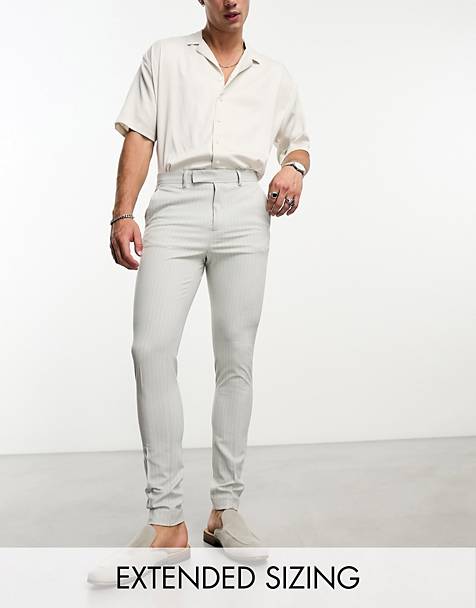 ASOS DESIGN smart super skinny trousers in grey pin stripe