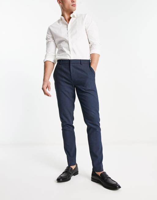 Navy blue dress 2024 pants slim fit