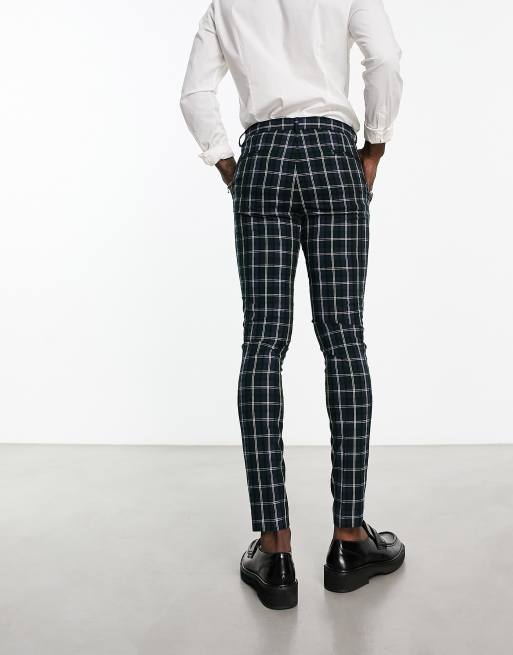 Plaid hot sale skinny trousers