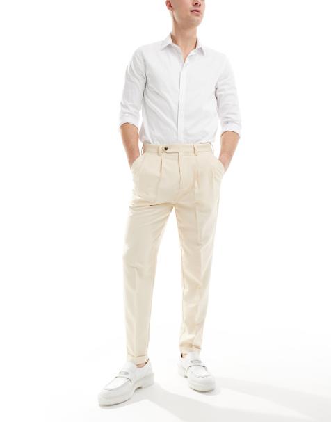 ASOS DESIGN smart tapered chino pants in off white - view 1