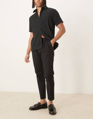 Asos Design Smart Tapered Cotton Chino Pants In Black