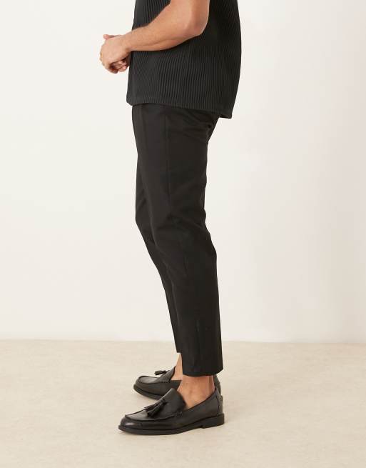 ASOS DESIGN smart tapered cotton chino pants in black