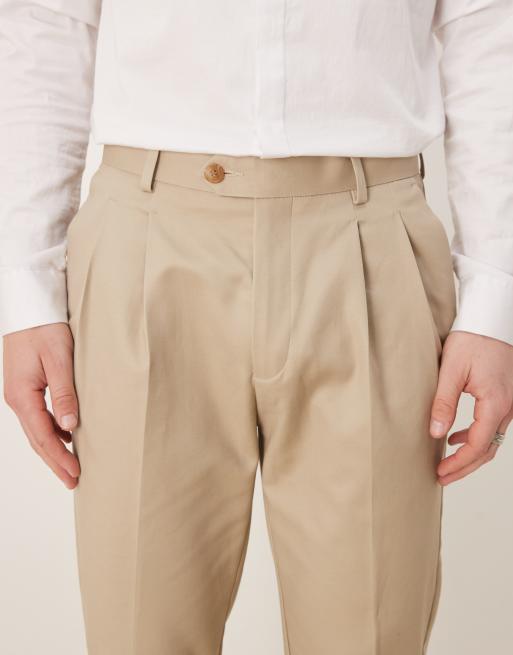 ASOS DESIGN smart tapered cotton chino pants in camel