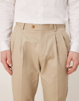 ASOS DESIGN smart tapered cotton chino pants in camel