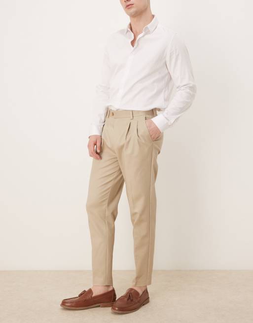 ASOS DESIGN smart tapered cotton chino pants in camel