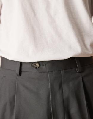 ASOS DESIGN smart tapered cotton chino pants in charcoal