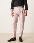 [ASOS DESIGN] ASOS DESIGN smart tapered cotton chino pants in dusty pink W32 L34 Dusty pink