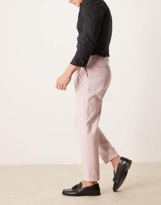 ASOS DESIGN smart tapered cotton chino pants in dusty pink