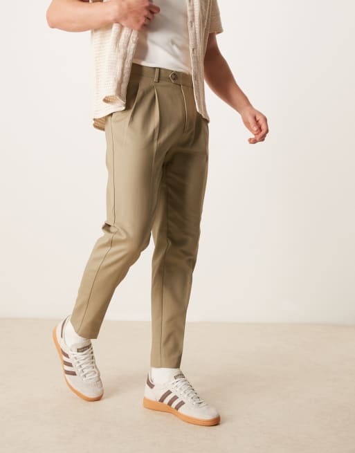 ASOS DESIGN smart tapered cotton chino pants in green