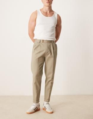 Asos Design Smart Tapered Cotton Chino Pants In Green