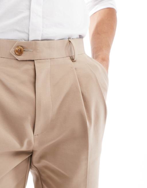 ASOS DESIGN smart tapered cotton chino pants in light brown, 4 of 5
